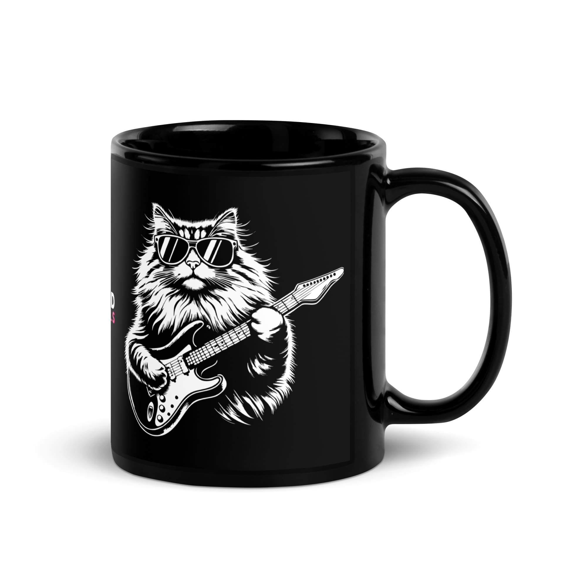 Eine Kaffeetasse mit einer Waldkatze, die Gitarre spielt. Das Design feiert die Verbindung zwischen der Wildnis und Melodien, ideal für einen harmonischen und inspirierten Morgen. Soundanimals